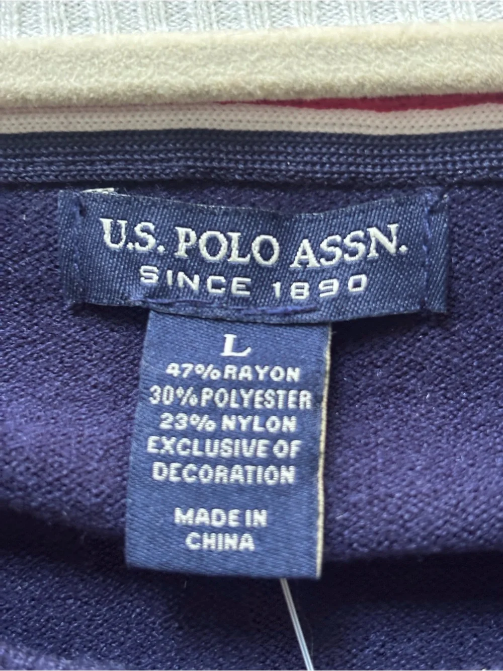 NWT U.S. Polo Assn. Women’s Navy Flag Crew Neck Lightweight Sweater, Size Large